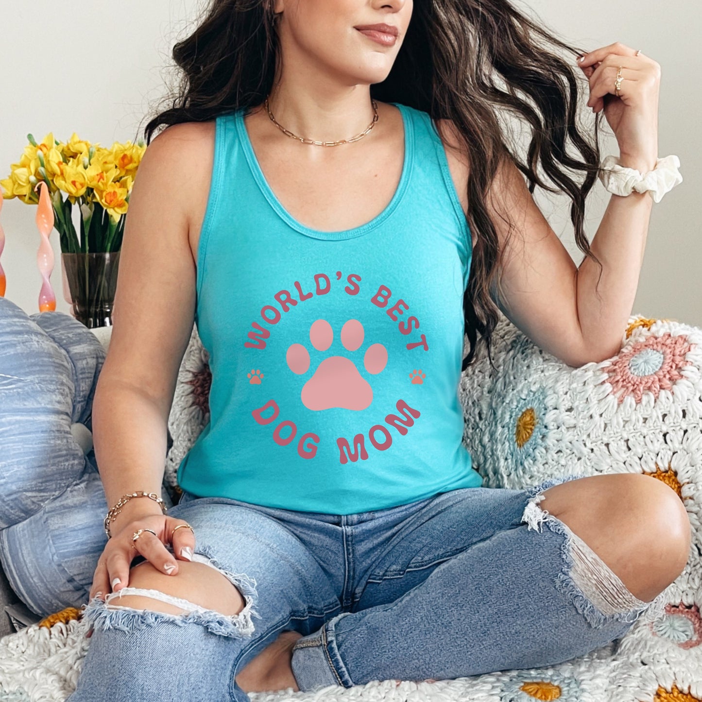 World's Best Dog Mom Racerback Tank