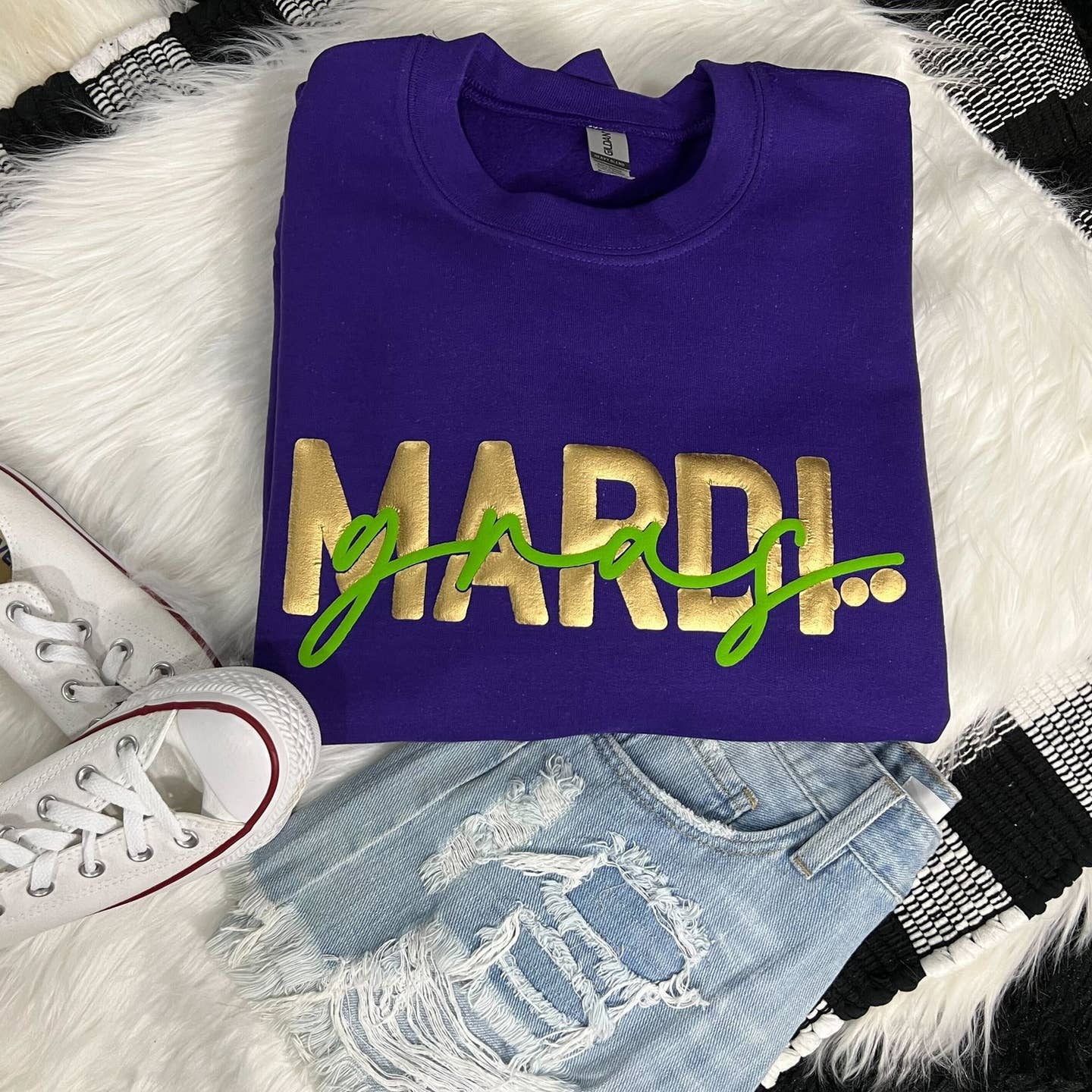 Mardi Gras Gold and Green 3D Puff