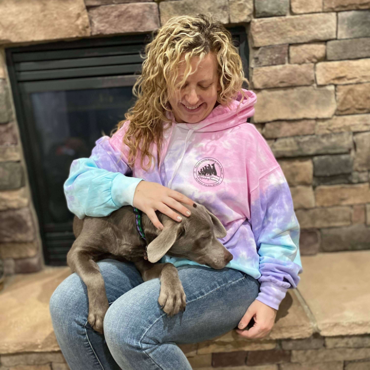 Cotton Candy TieDye Paw Print Heart Fleece Hoodie