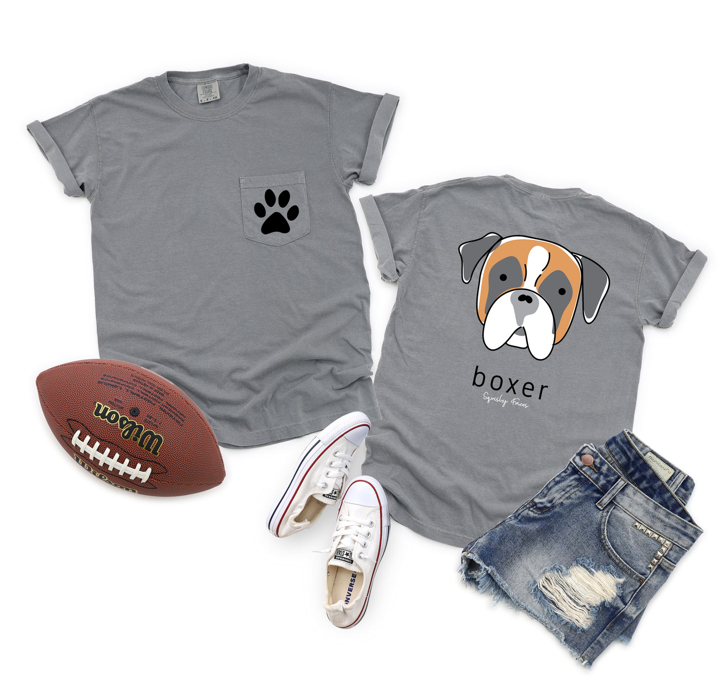 Boxer Face Paw Pocket Tee