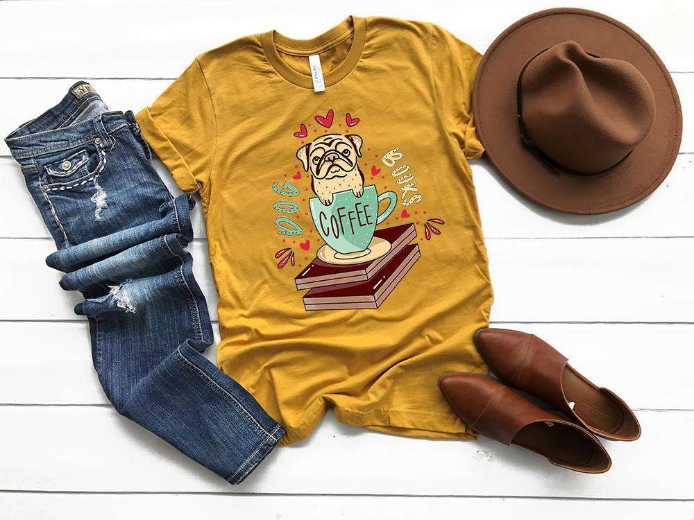 "Dog Books Coffee" Dog Lover T-Shirt