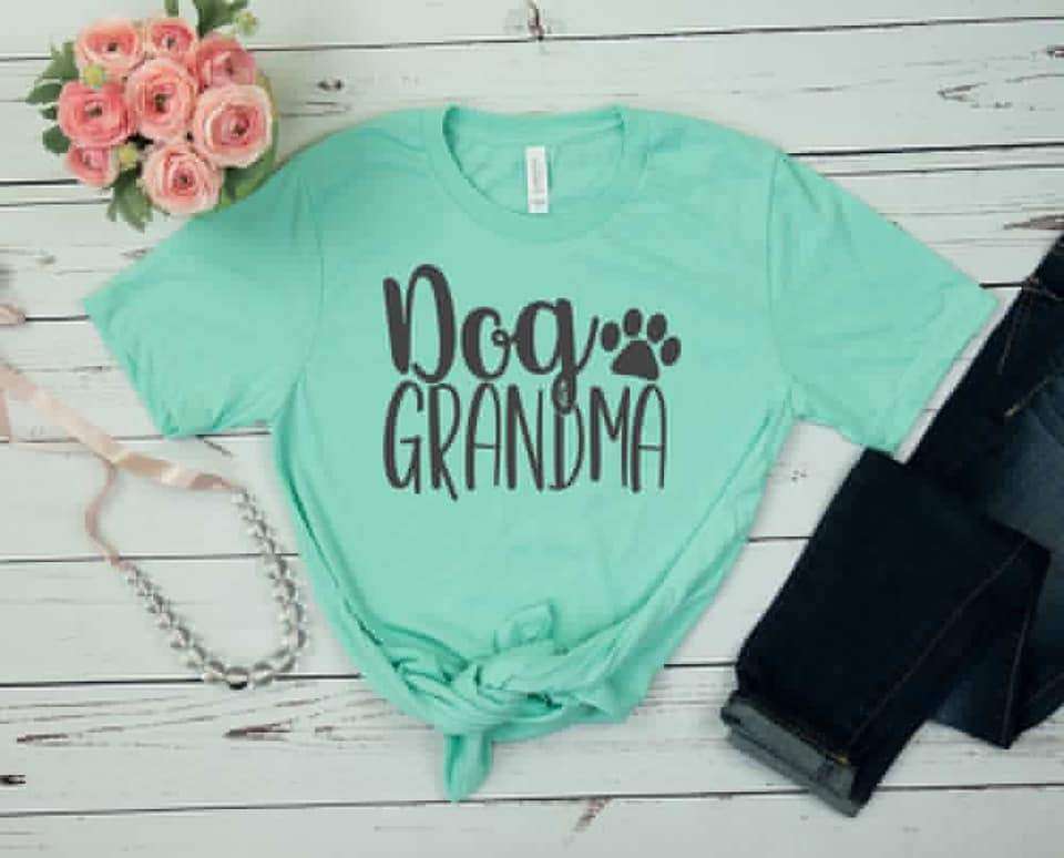 Heather Mint Dog Grandma T-Shirt