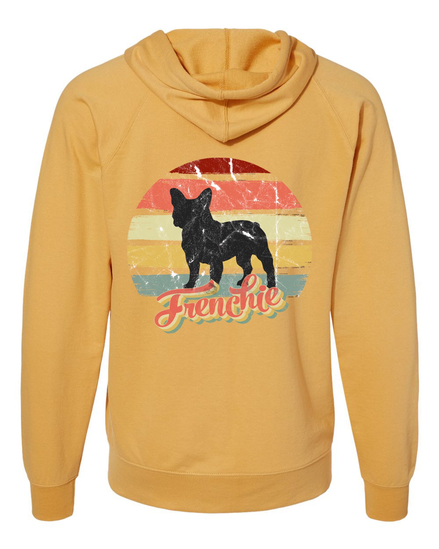 Retro French Bulldog Zip-up Fleece Hoodie