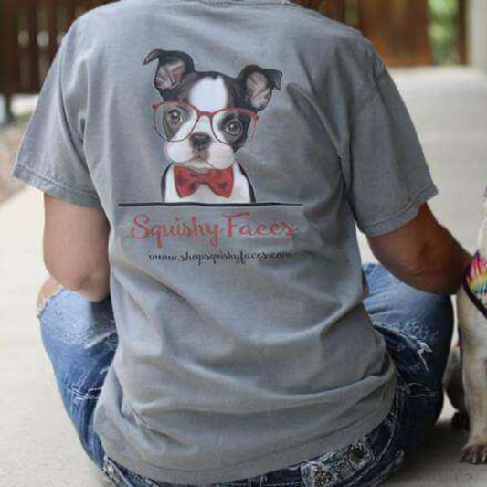 Little Boston Terrier With Glasses T Shirt