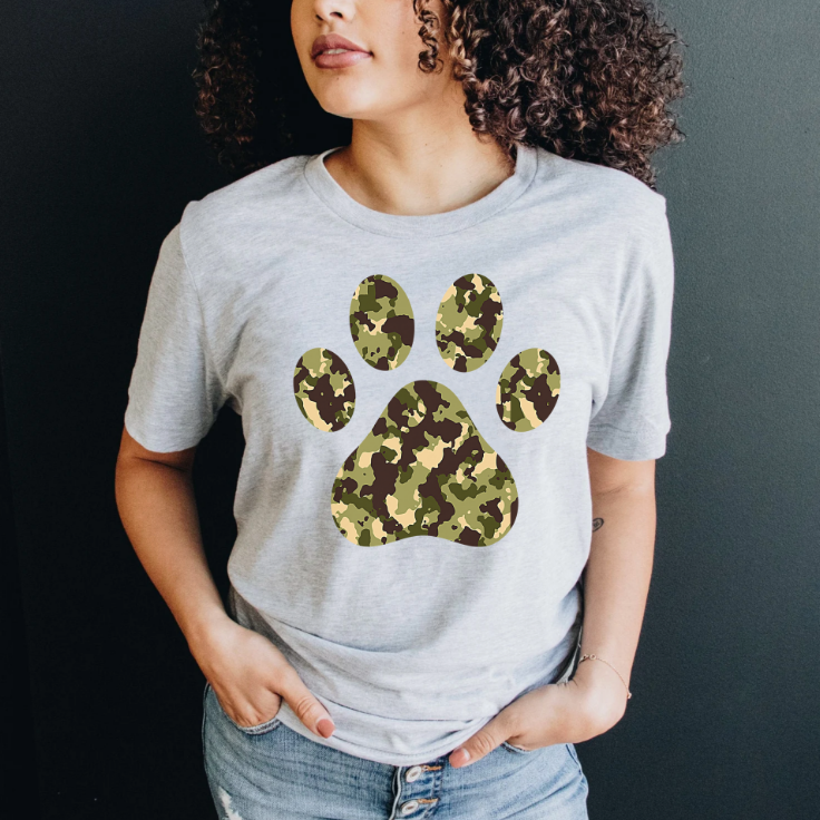 Camo Graphic Paw Print Tee