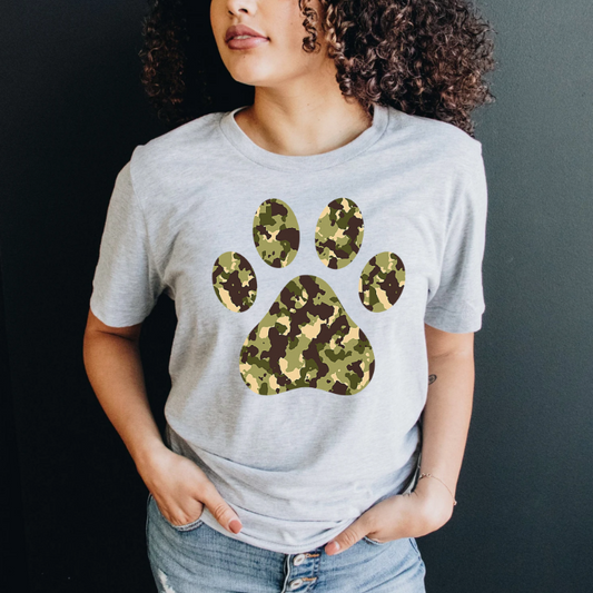 Camo Graphic Paw Print Tee