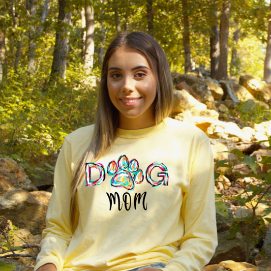 Dog Mom Watercolor Long Sleeve Shirt
