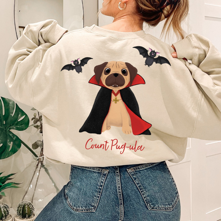 Count Pug-ula Halloween Sweatshirt