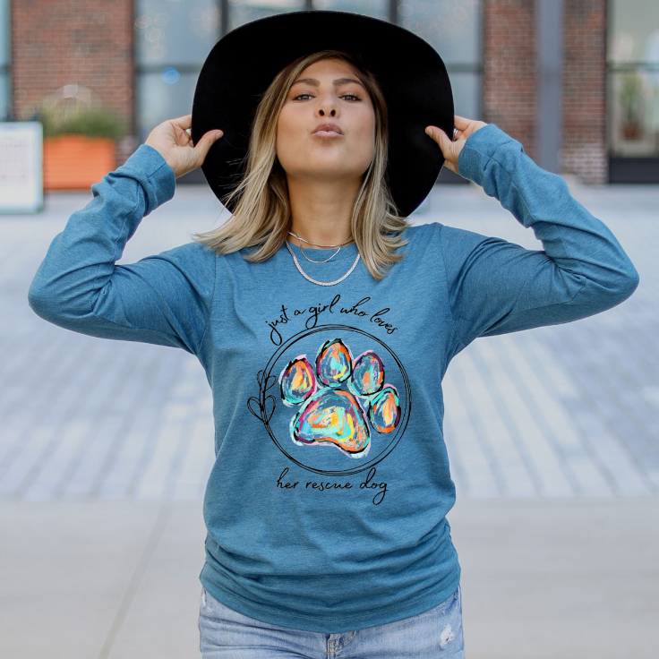 Just A Girl Who Loves Her Rescue Dog Long Sleeve Shirt