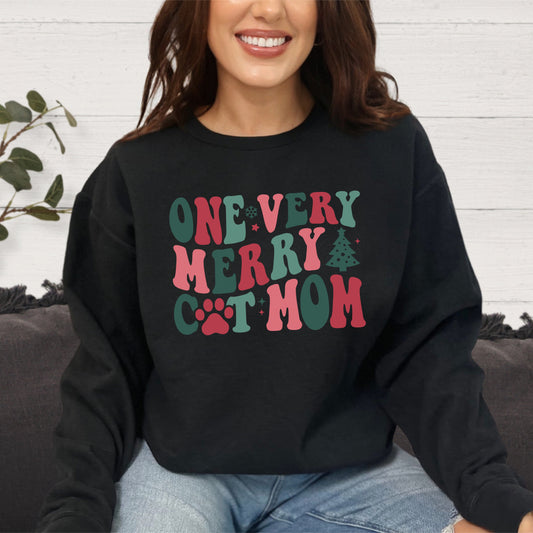 Very Merry Cat Mom Sweatshirt