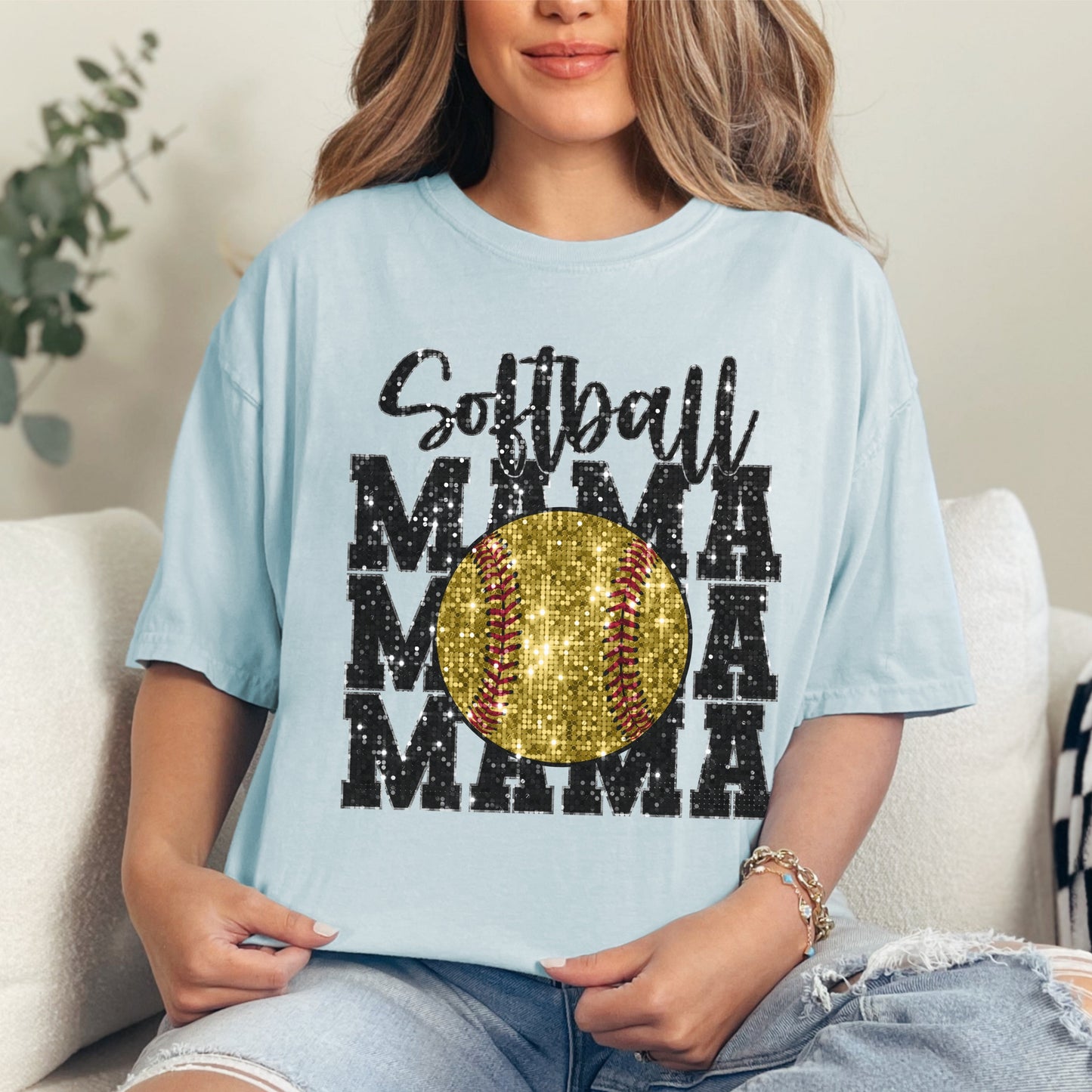 Softball Mama Faux Sequin