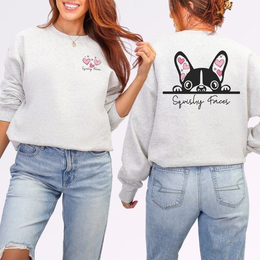 Classic Frenchie Big Pink Hearts