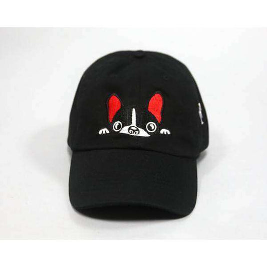 Black French Bulldog Lover Hat With Red Accents