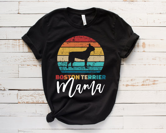 Vintage Boston Terrier Mama Tee Shirt