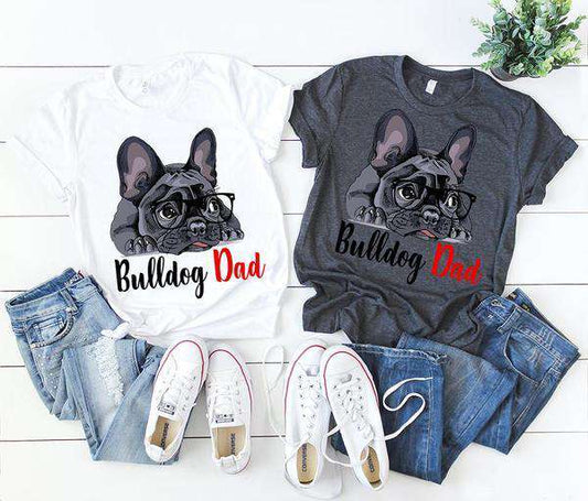 bulldog dad written on a shirt