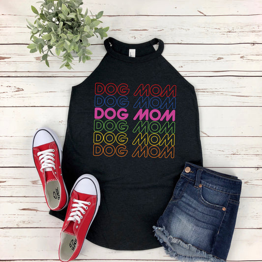 Dog Mom Rainbow High Neck Tank