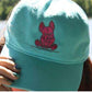 Lagoon blue hat with pink accents new French bulldog