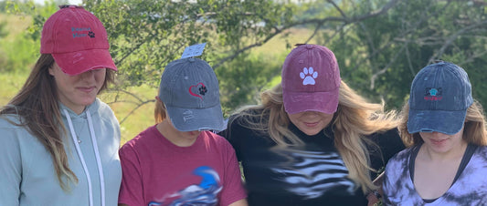 Distressed Ladder Back Pony Hats Rescue Mom, Paw Prints Love pets