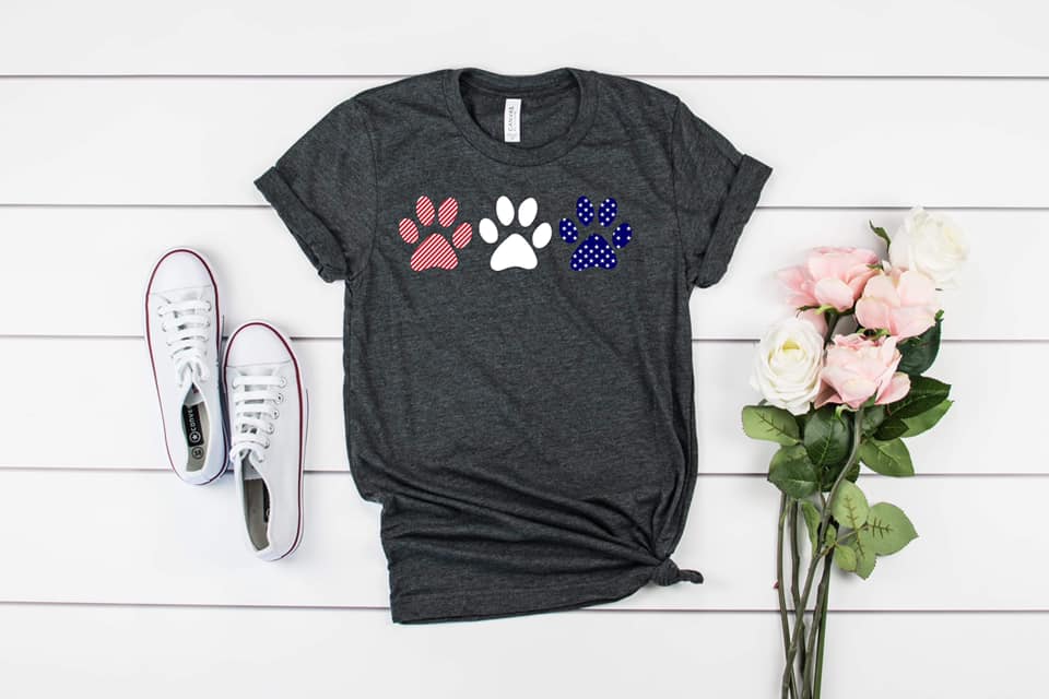 Red White and Blue Dogs Paws Shirt