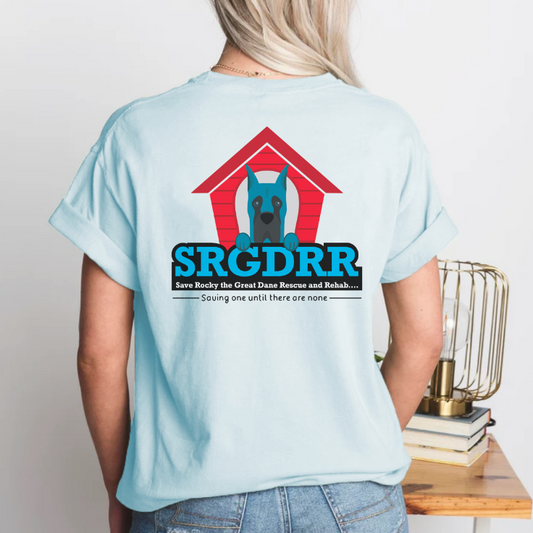 Save Rocky The Great Dane Rescue and Rehab Back Print Logo