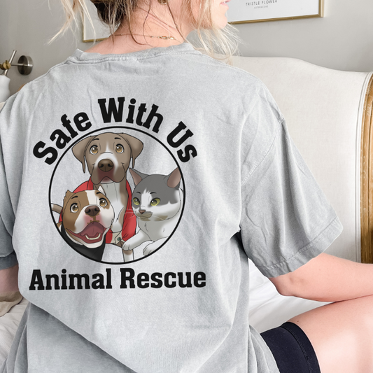 Safe With Us Animal Rescue Cartoon Circle Short Sleeve