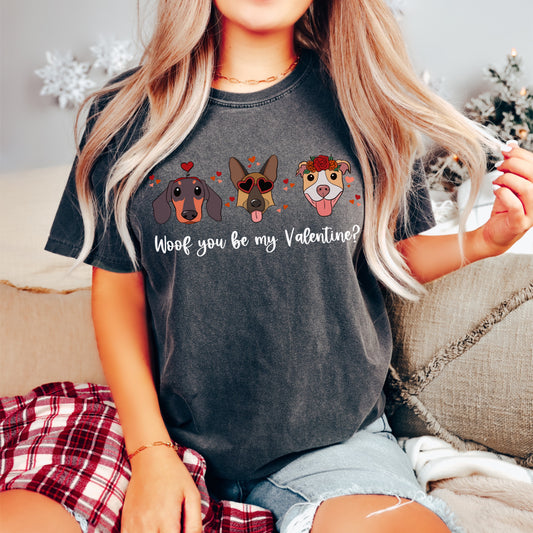 Woof you be my Valentine Tee