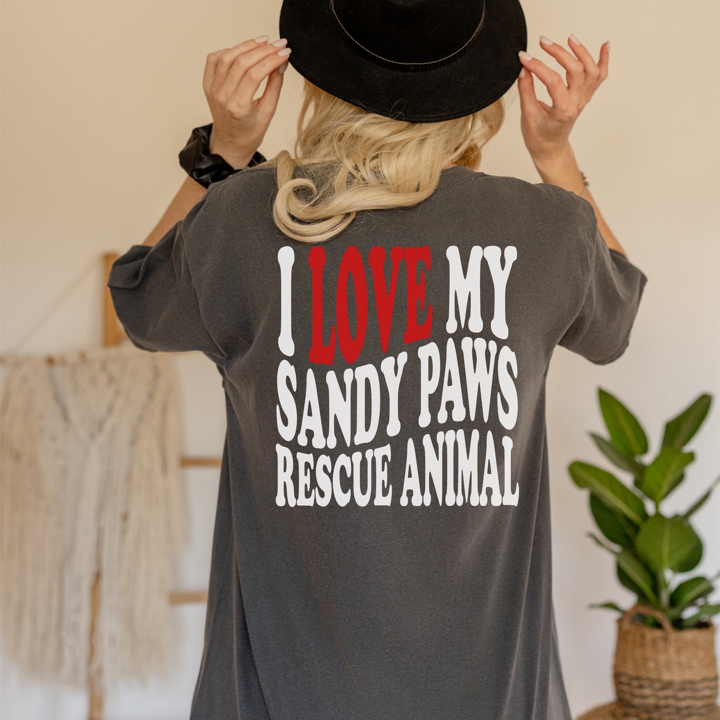 Sandy Paws Love My Rescue Animal Pocket Tee
