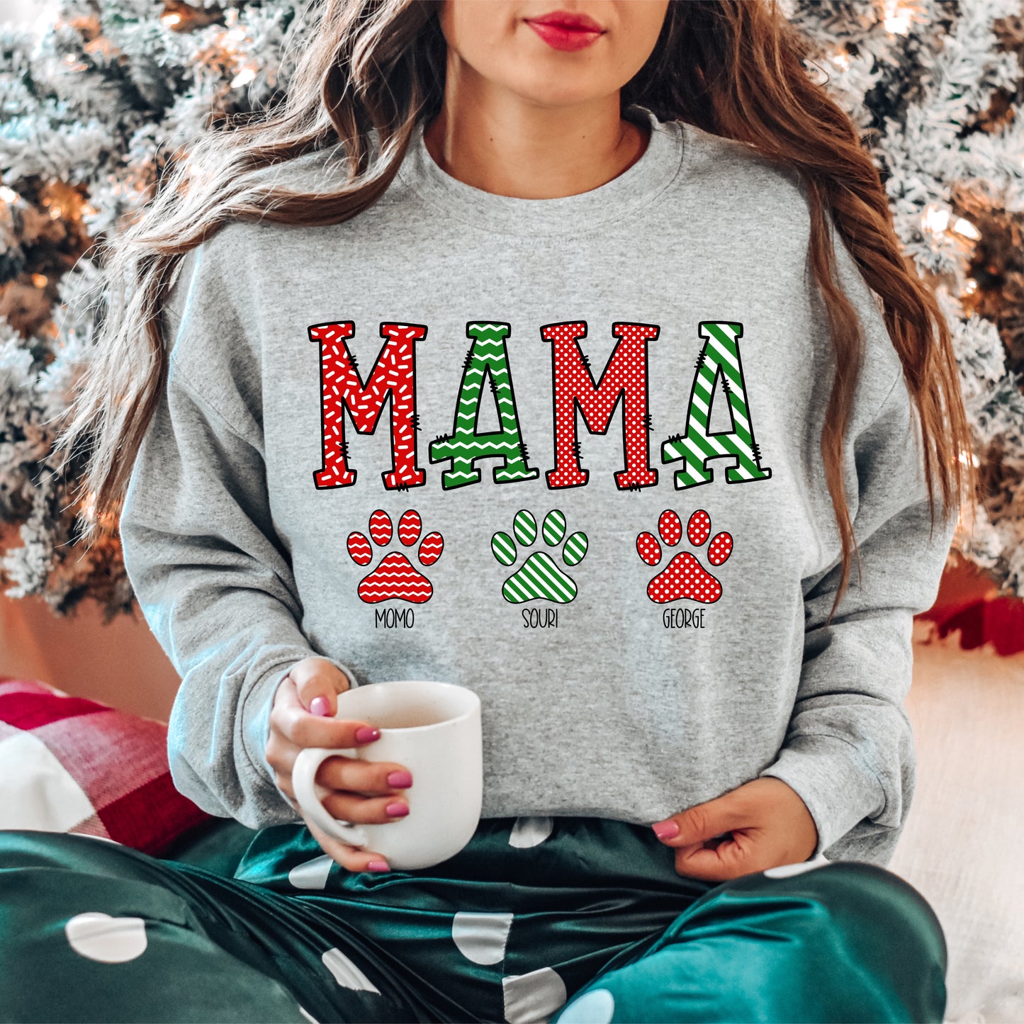 Christmas Mama Custom Paw Sweatshirt