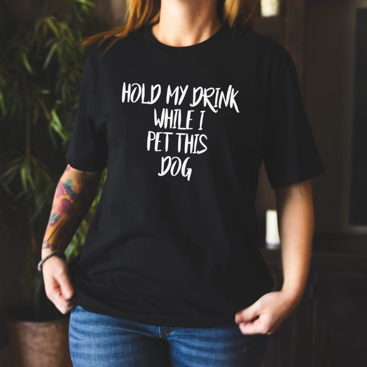 Hold My Drink While I Pet This Dog Shirt | Funny Dog Tee