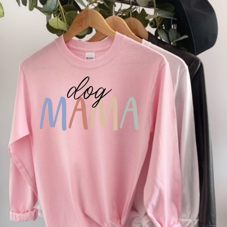 Dog Mama Color Long Sleeve Shirt