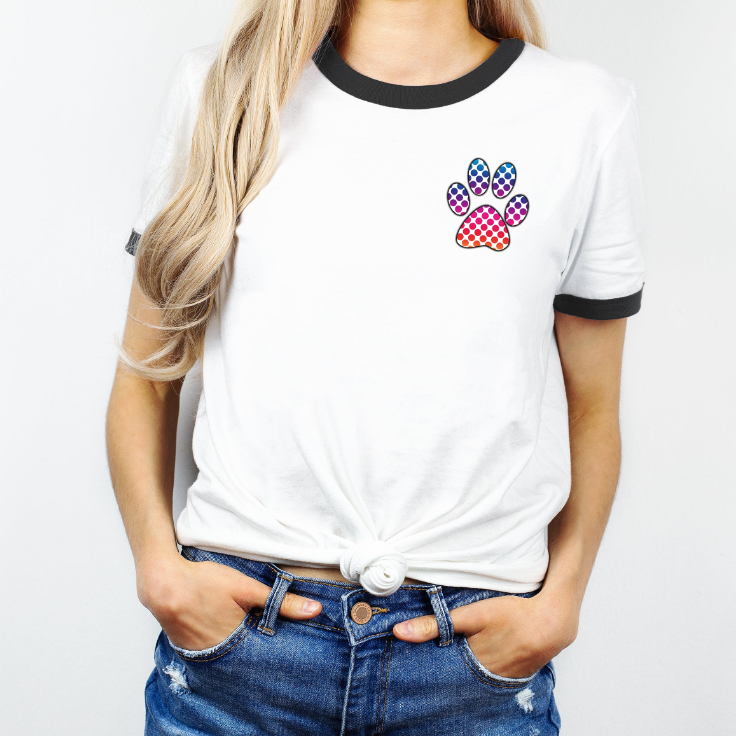 Paw Print Ringer Tee Super Cute and Vibrant Tee