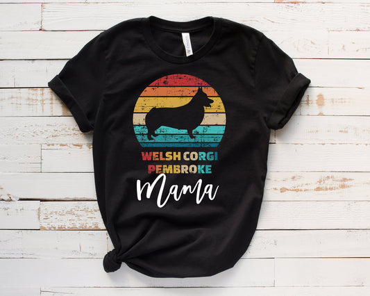 Welsh Corgi Mama Vintage Rainbow Tee
